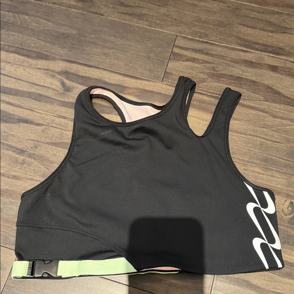 Nike Black Sports Bra with Green Strap